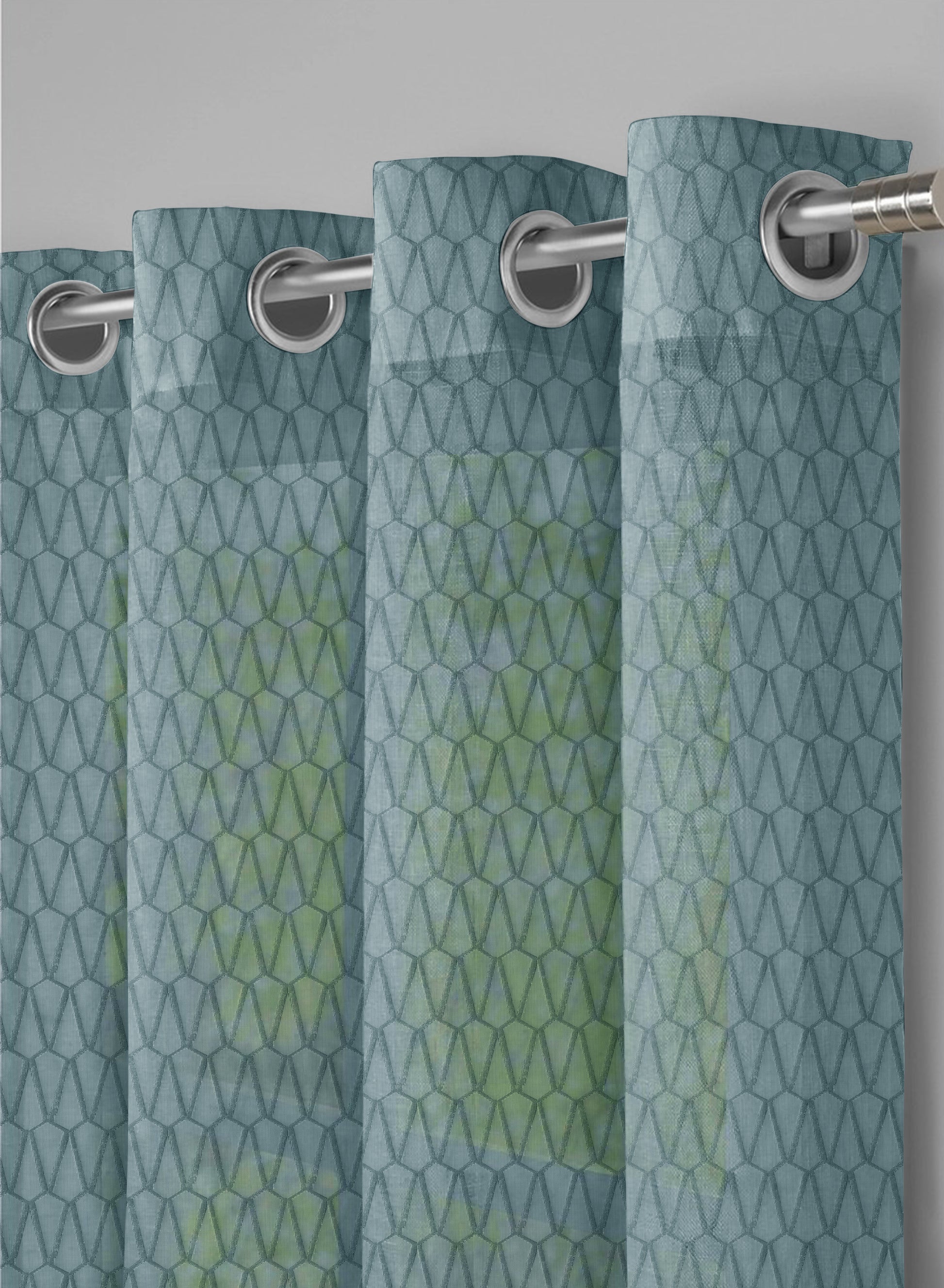 Elsa Textured Sheer Curtains | Seafoam Green | Set of 2