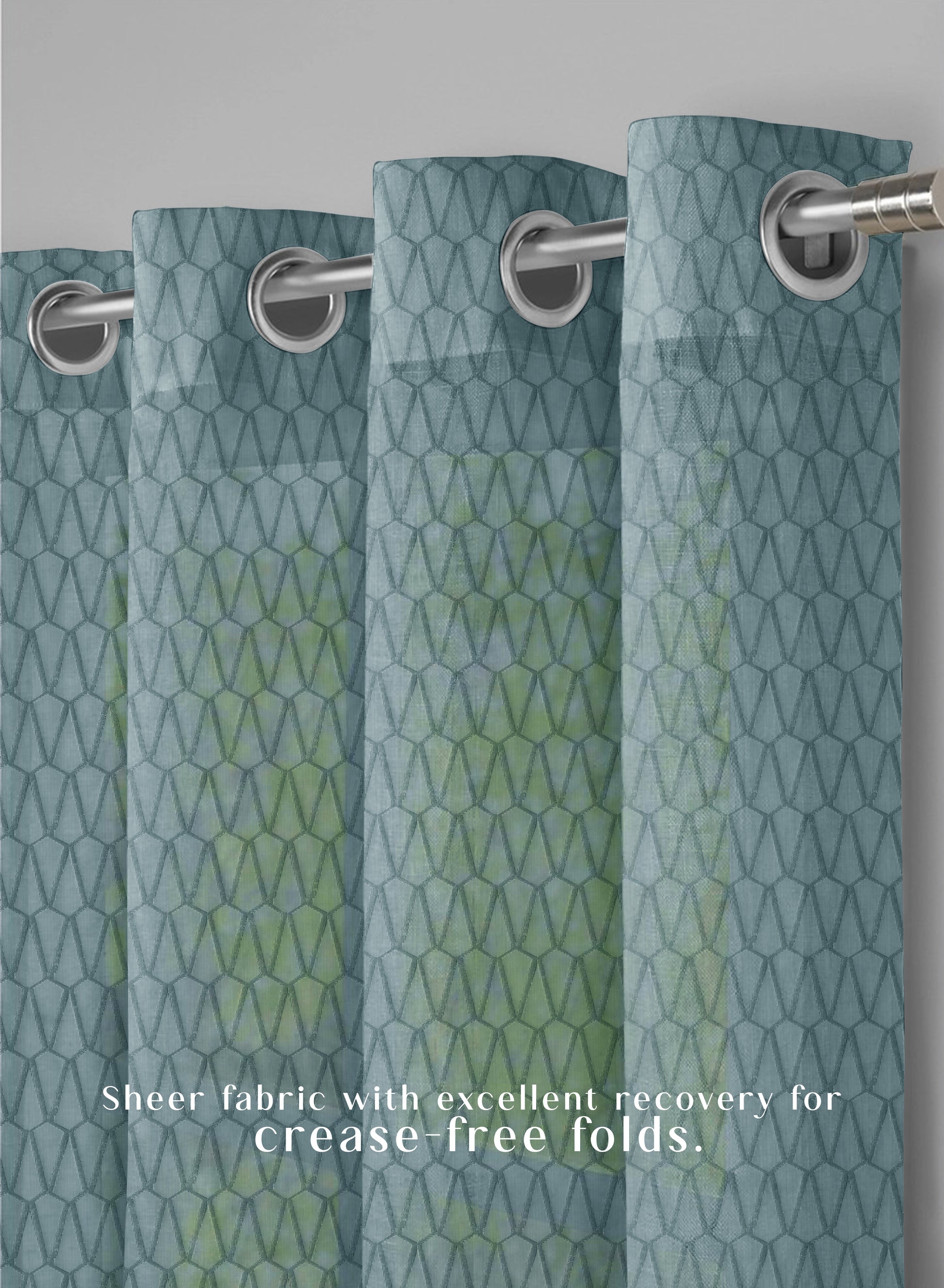 Elsa Textured Sheer Curtains | Modern Aesthetic & Soft Light Filter | Seafoam Green | Set of 2 | Fully Customizable