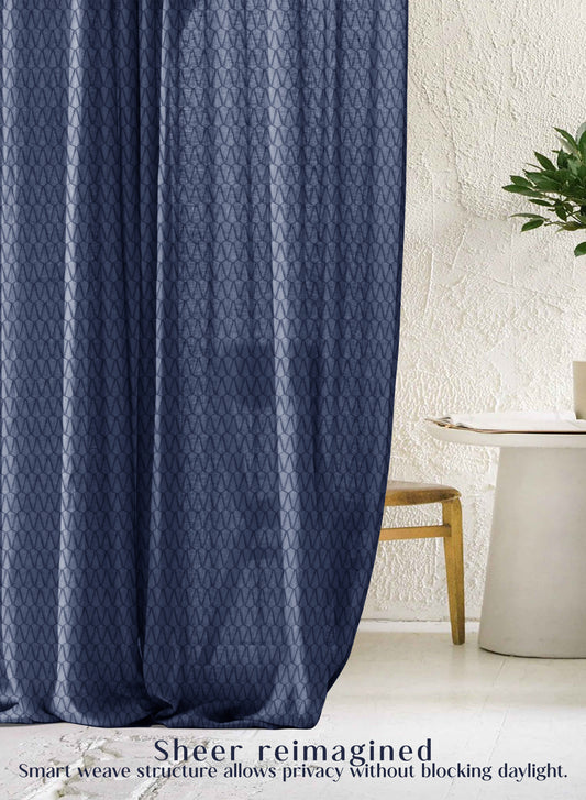 Elsa Textured Sheer Curtains | Modern Aesthetic & Soft Light Filter | Royal Blue | Set of 2 | Fully Customizable