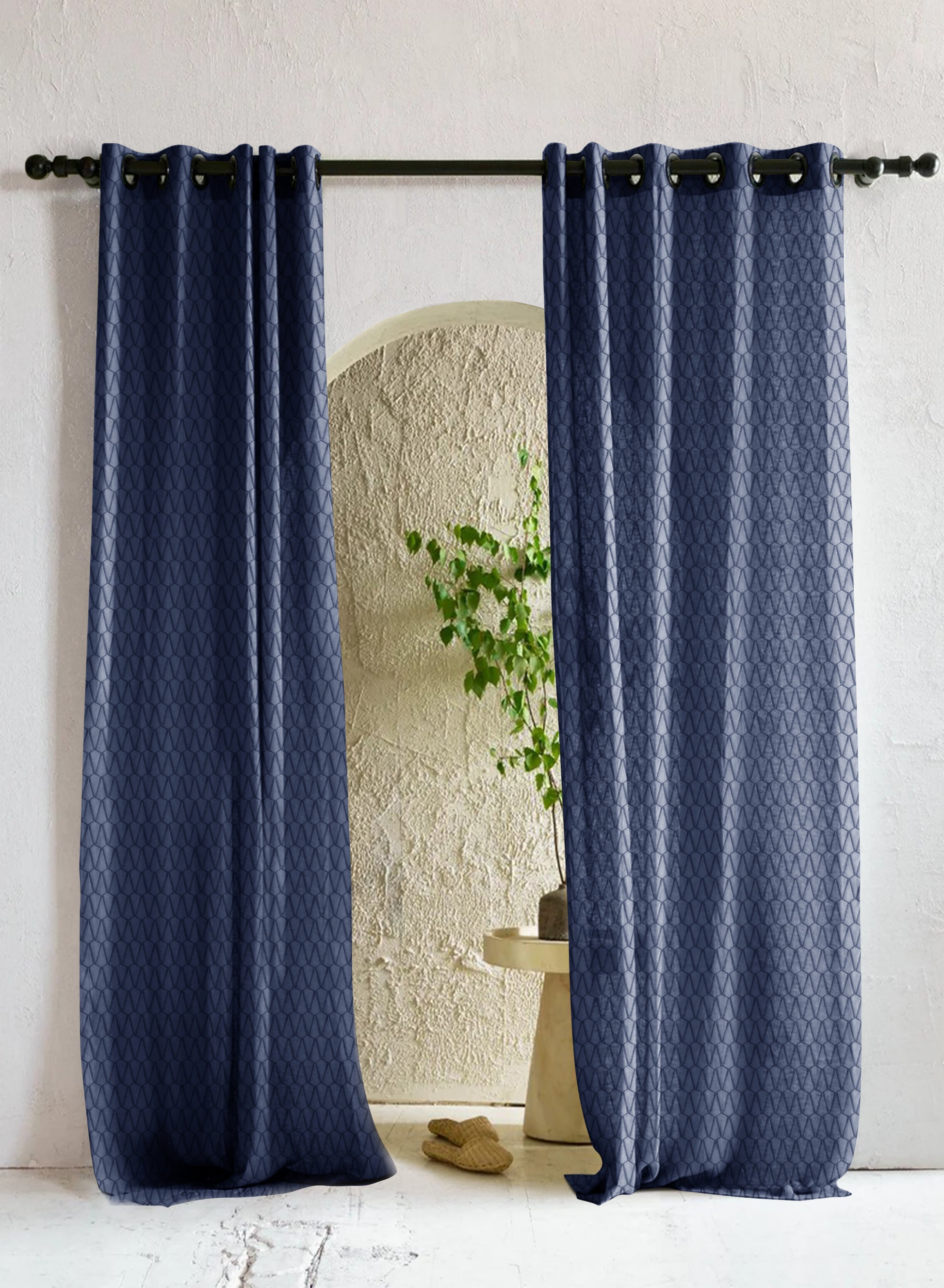 Elsa Textured Sheer Curtains | Royal Blue | Set of 2