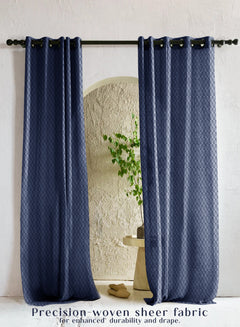 Elsa Textured Sheer Curtains | Modern Aesthetic & Soft Light Filter | Royal Blue | Set of 2 | Fully Customizable