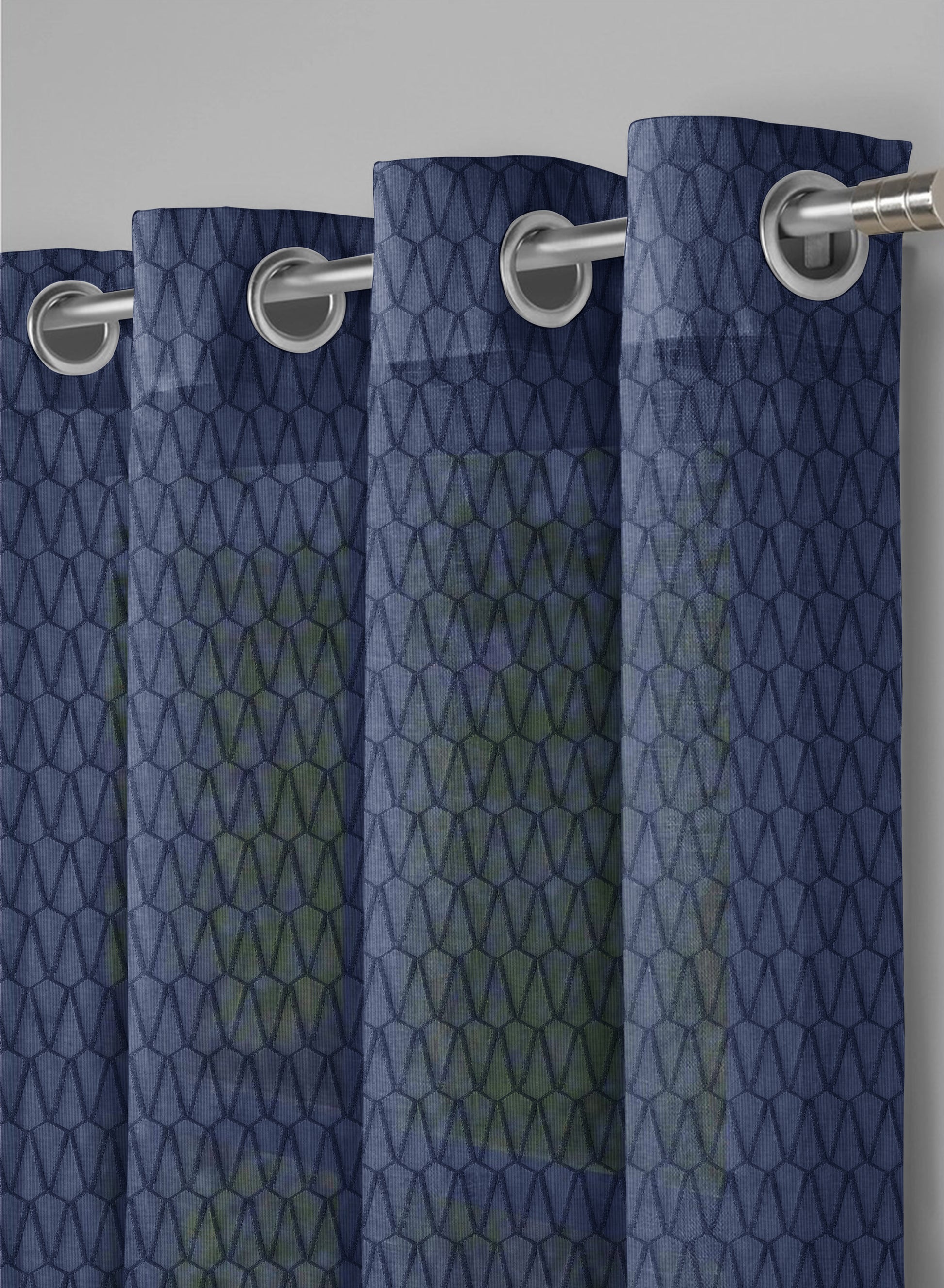 Elsa Textured Sheer Curtains | Royal Blue | Set of 2