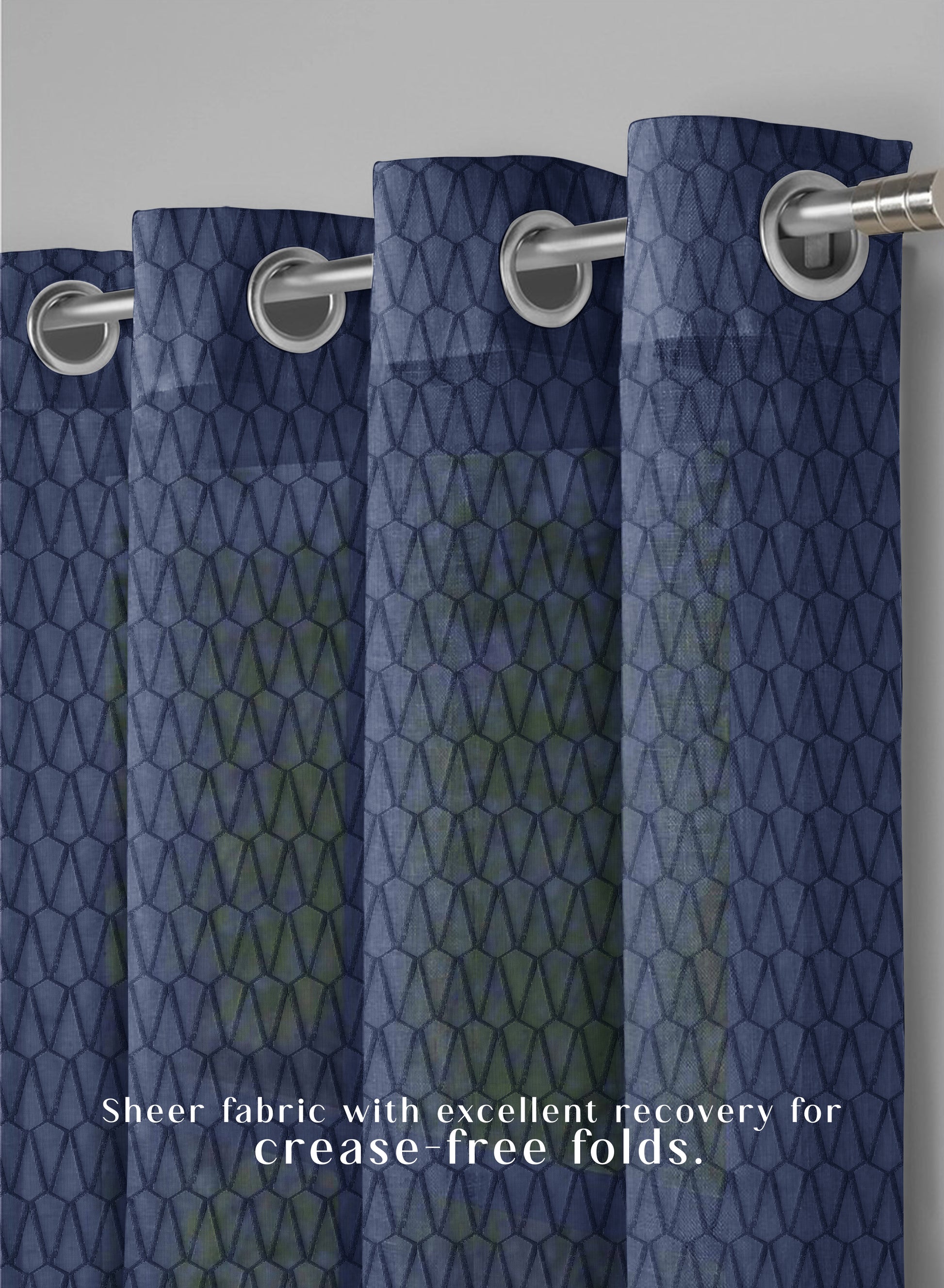 Elsa Textured Sheer Curtains | Modern Aesthetic & Soft Light Filter | Royal Blue | Set of 2 | Fully Customizable