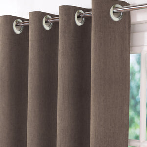 Arezzo Plain Blackout Curtains | Soft Heavy Fabric & Total Light Block | Roman Coffee | Set of 2 | Fully Customizable