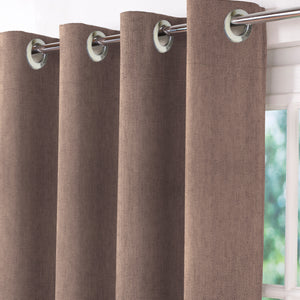 Arezzo Plain Blackout Curtains | Soft Heavy Fabric & Total Light Block | Hemp | Set of 2 | Fully Customizable
