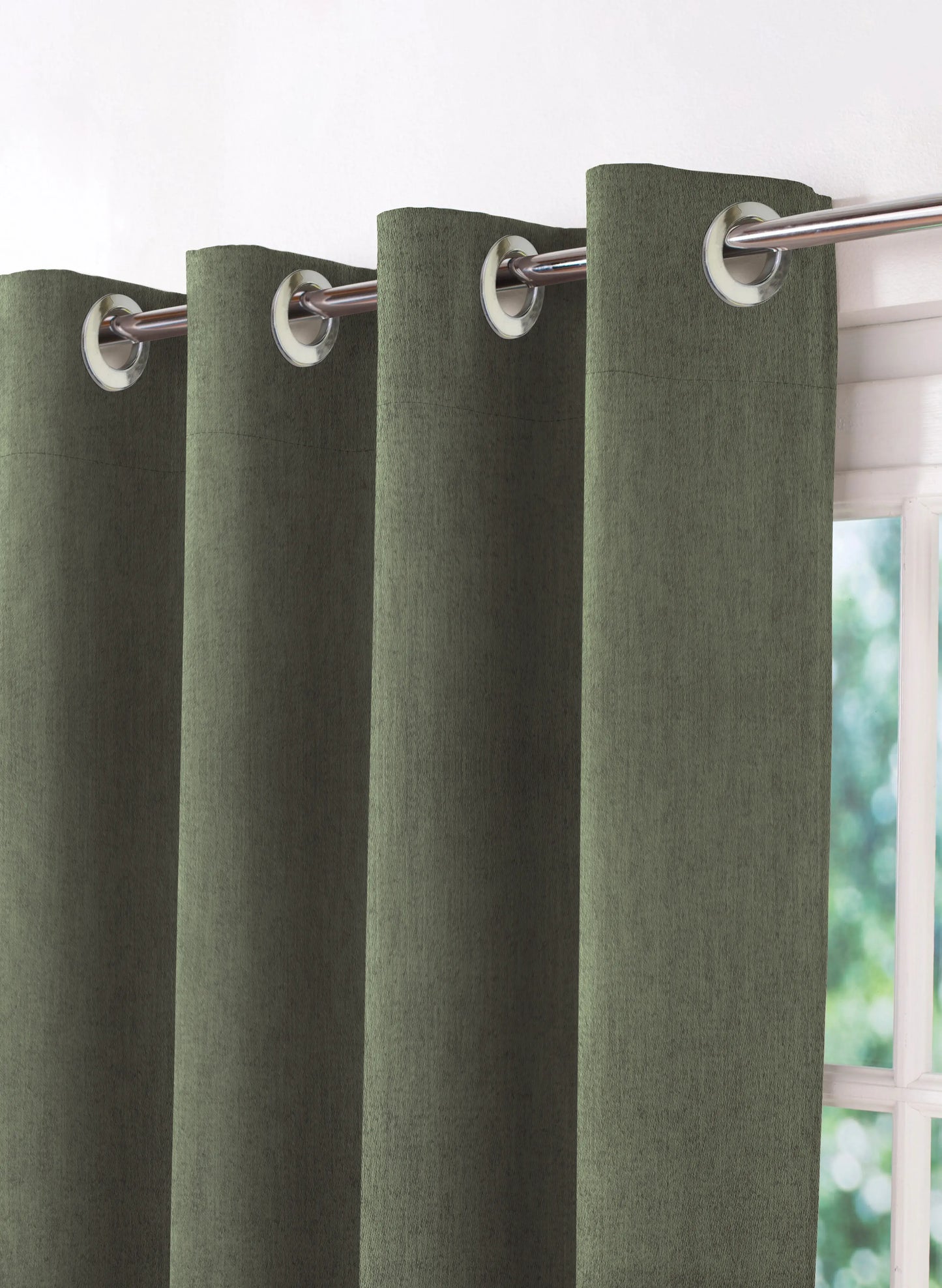 Arezzo Plain Blackout Curtains | Olive Green | Set of 2