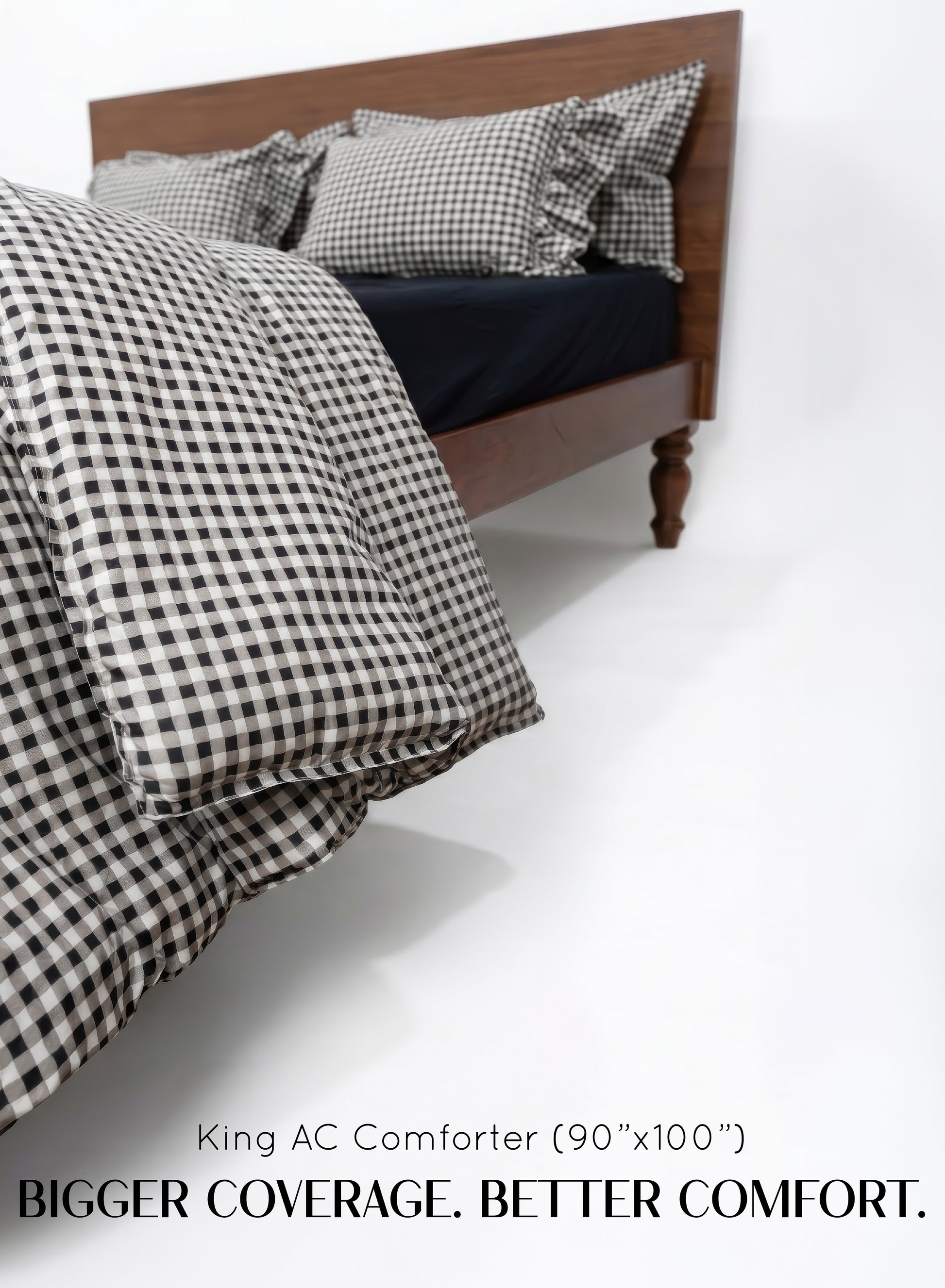 Crayonic™ 5-Piece AC Comforter Set | Signature Designer Comforter Set | Midnight Gingham