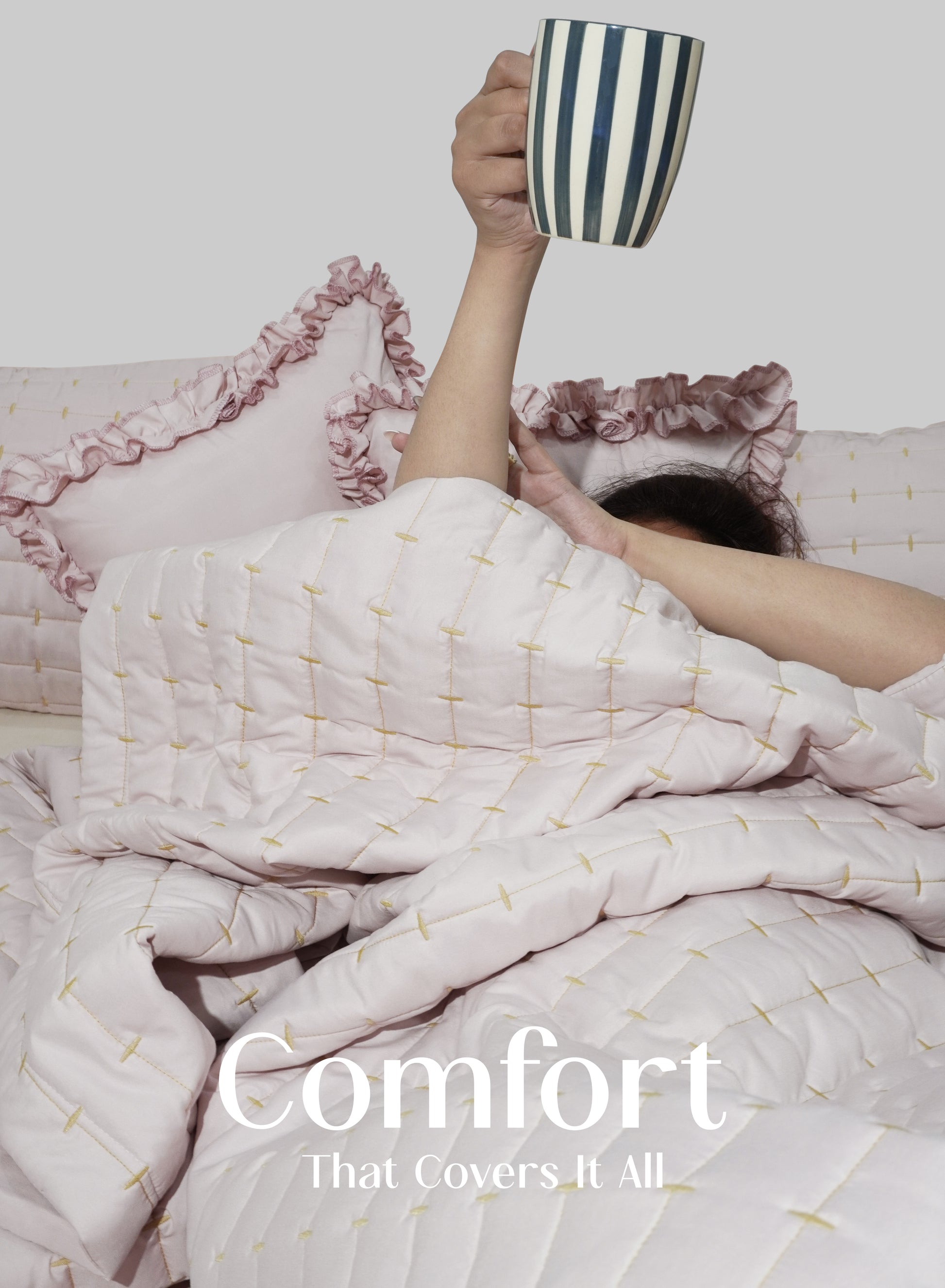 Home Crayons CloudTouch™ Comforter Set | All-Season | 33% Oversized | Includes 2 Pillow Covers & 2 Cushion Covers | Sakura Blush