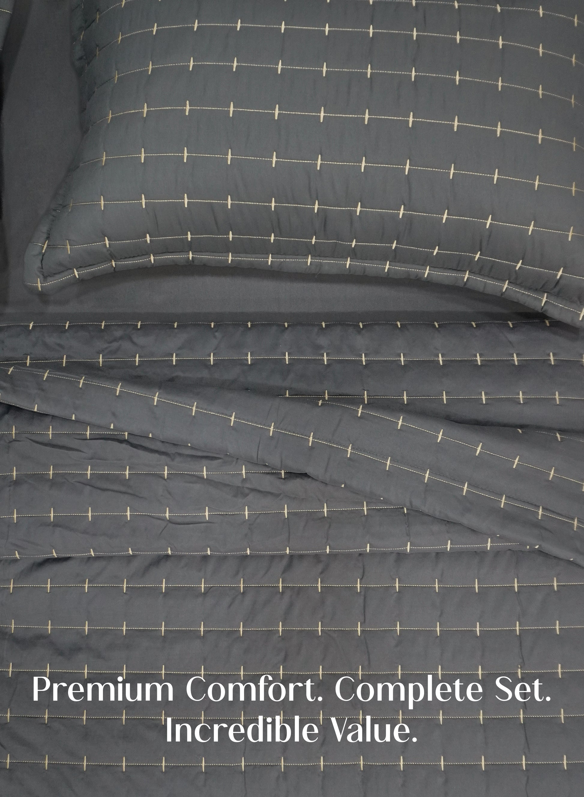 Home Crayons CloudTouch™ 5-Piece AC Comforter Set | 33% Oversized | Includes 2 Pillow & 2 Cushion Covers | Pebble Gray