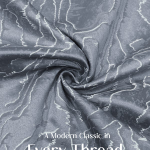 Teramo Jacquard Room Darkening Curtains | Drift Jacquard Weave | Abstract Gray | Set of 2 | Fully Customizable