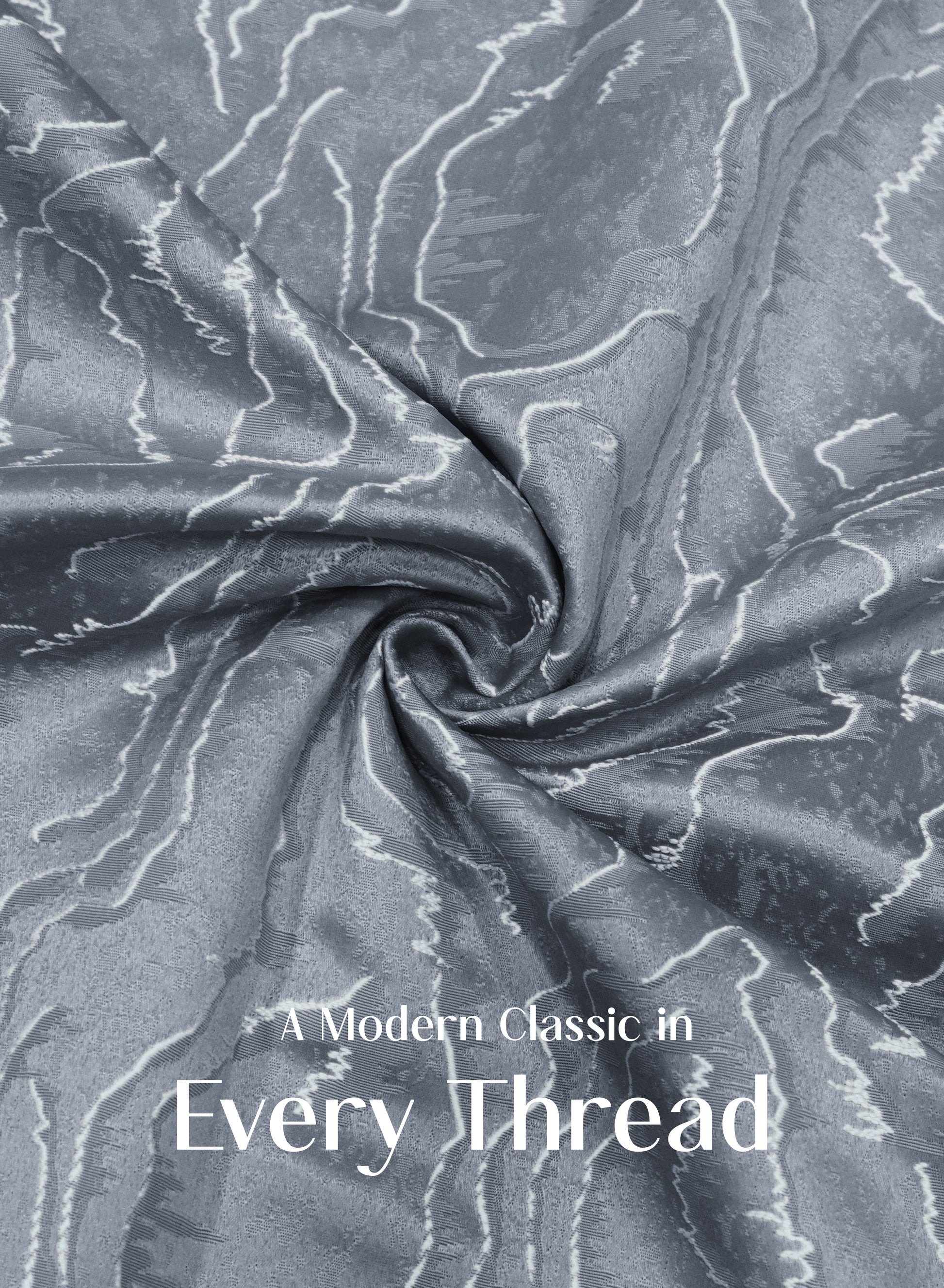 Teramo Jacquard Room Darkening Curtains | Drift Jacquard Weave | Abstract Gray | Set of 2 | Fully Customizable