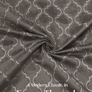 Teramo Jacquard Room Darkening Curtains | Crest Jacquard Weave | Peat Brown | Set of 2 | Fully Customizable