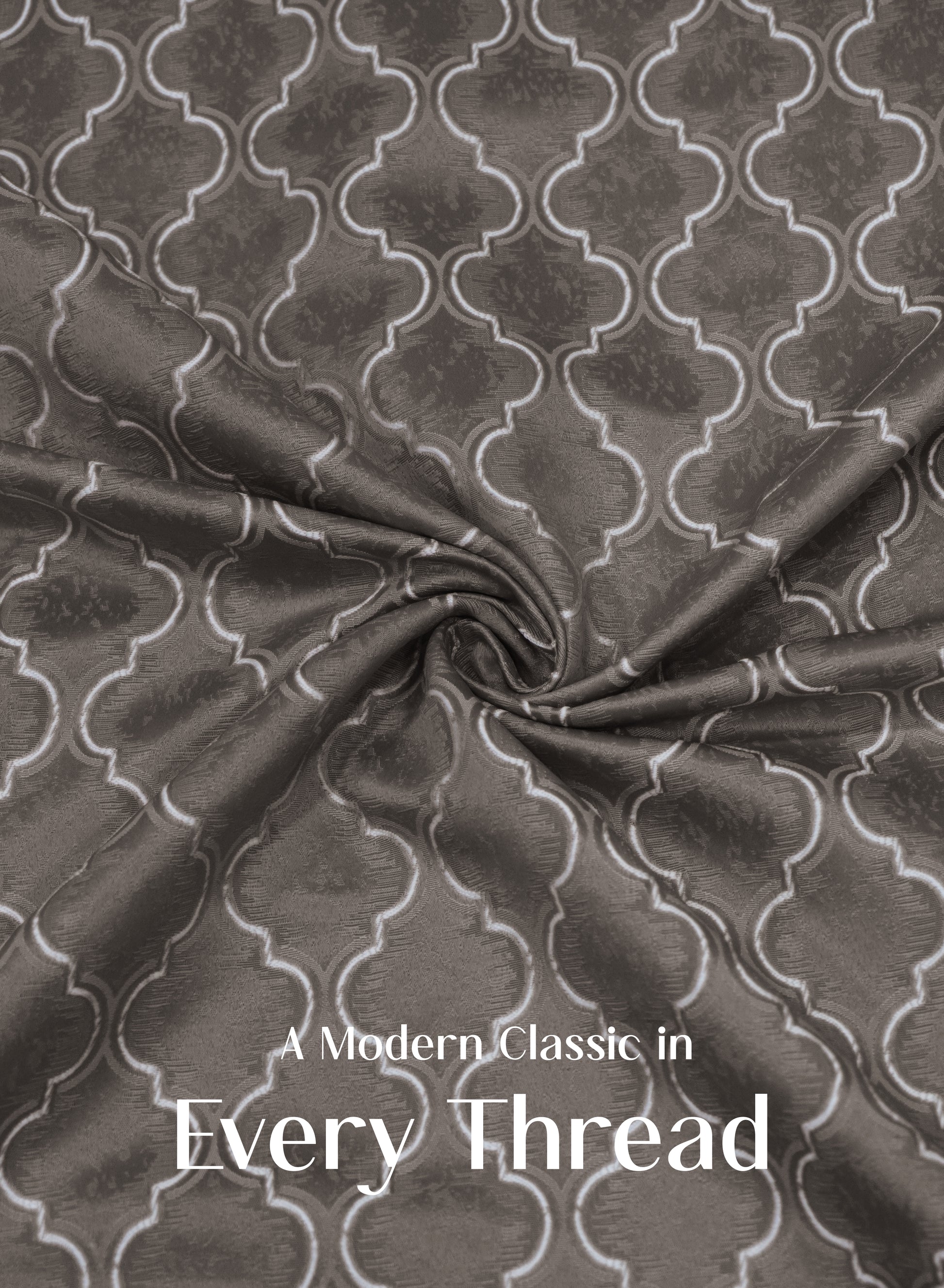 Teramo Jacquard Room Darkening Curtains | Crest Jacquard Weave | Peat Brown | Set of 2 | Fully Customizable