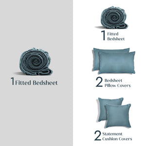 Home Crayons LuxeFit™ Fitted Bedsheet Set | Perfect Fit for Queen & King Mattresses | Tropical Teal