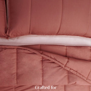 Home Crayons Cocoon AC Comforter Set | 5-Piece Designer Bed Set for Modern Homes | Terracotta