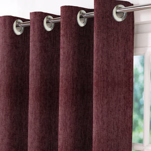Arezzo Plain Blackout Curtains | Soft Heavy Fabric & Total Light Block | Maroon | Set of 2 | Fully Customizable