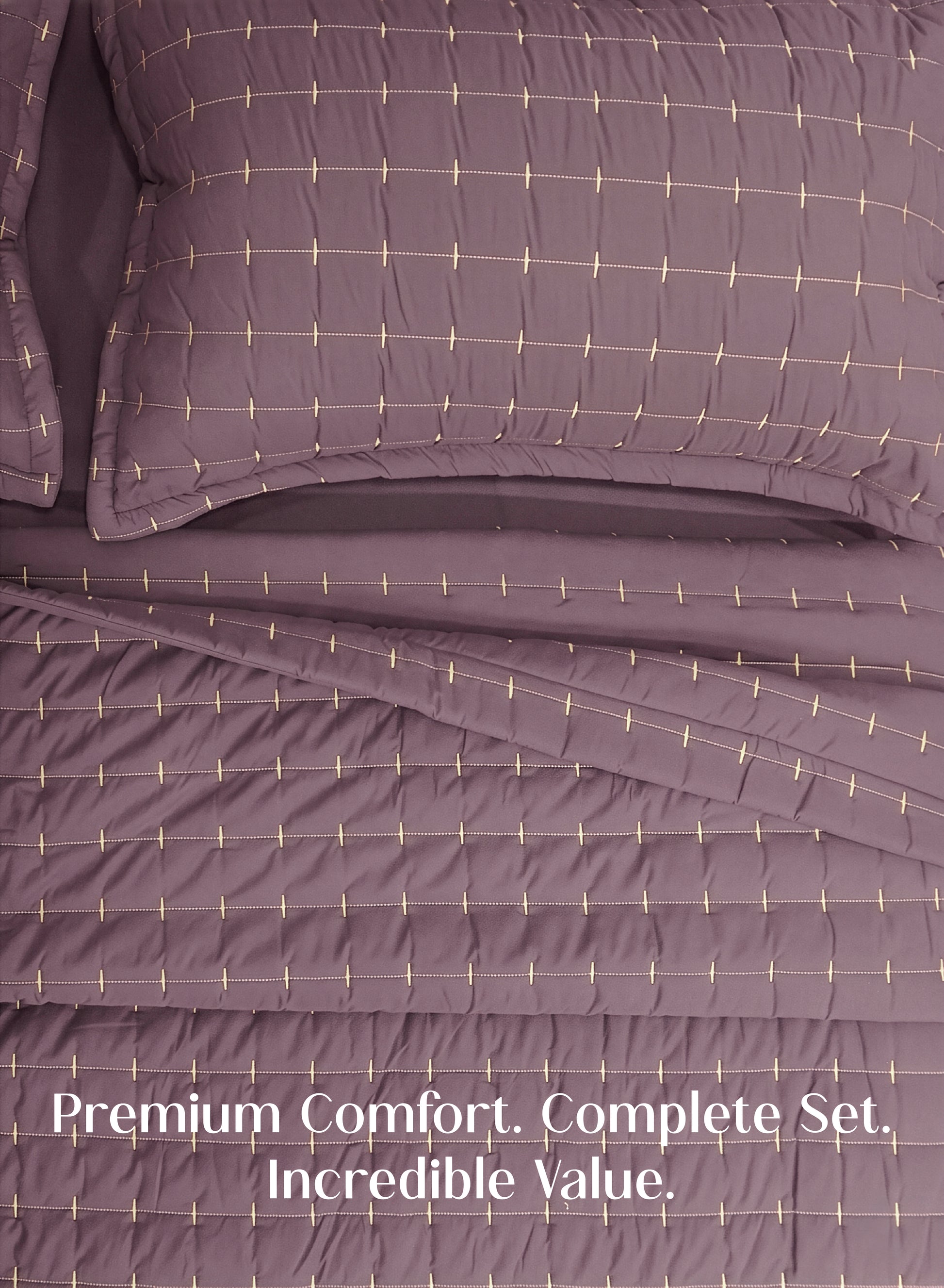 Home Crayons CloudTouch™ 8-Piece AC Bedding Set | Complete Bedroom Upgrade in One Set | Mulberry