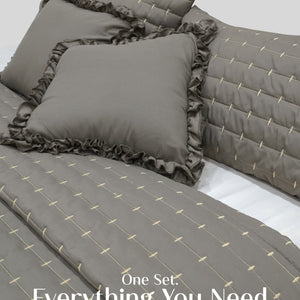 Home Crayons CloudTouch™ Comforter Set | All-Season | 33% Oversized | Includes 2 Pillow Covers & 2 Cushion Covers | Smoked Coffee