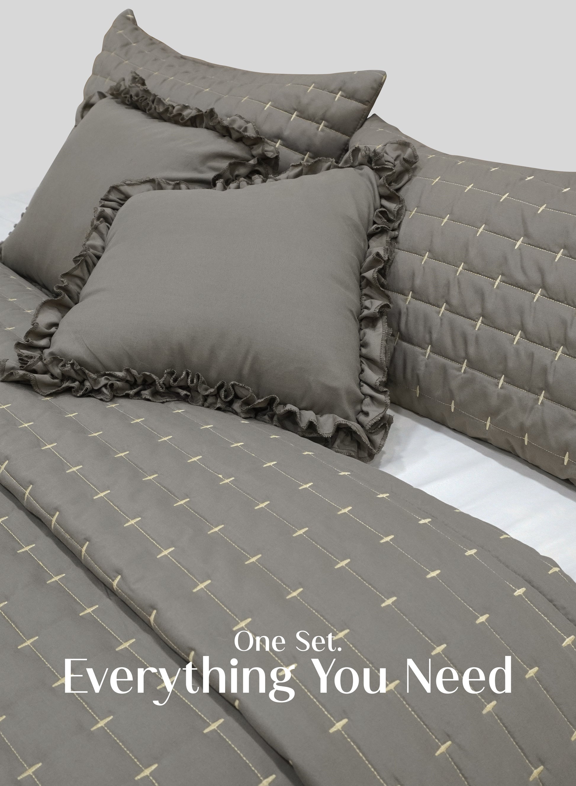 Home Crayons CloudTouch™ Comforter Set | All-Season | 33% Oversized | Includes 2 Pillow Covers & 2 Cushion Covers | Smoked Coffee