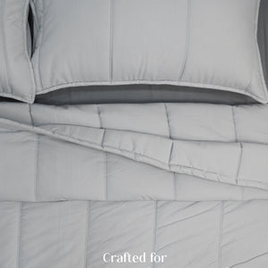 Home Crayons Cocoon AC Comforter Set | 5-Piece Designer Bed Set for Modern Homes | Pearl Gray