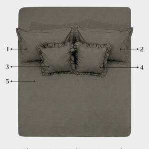 Home Crayons LuxeSoft™ Double Bedsheet Set | Oversized King | Includes 2 Pillow Covers & 2 Cushion Covers | Smoked Coffee