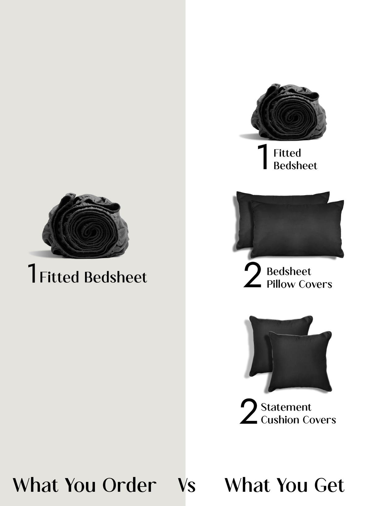 LuxeFit™ Fitted Bedsheet Set | Ebony Black