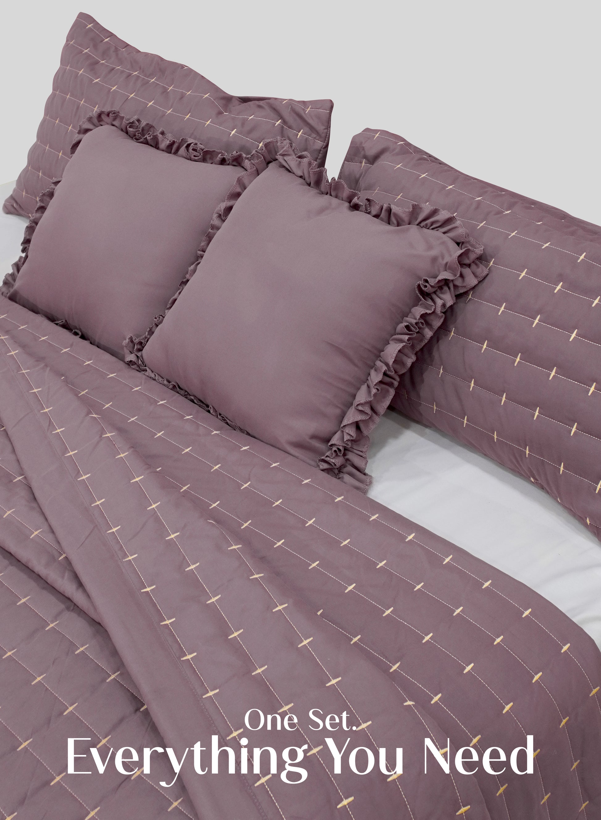 Home Crayons CloudTouch™ Comforter Set | All-Season | 33% Oversized | Includes 2 Pillow Covers & 2 Cushion Covers | Mulberry