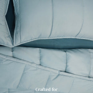 Home Crayons Cocoon AC Comforter Set | 5-Piece Designer Bed Set for Modern Homes | Blue Meadow