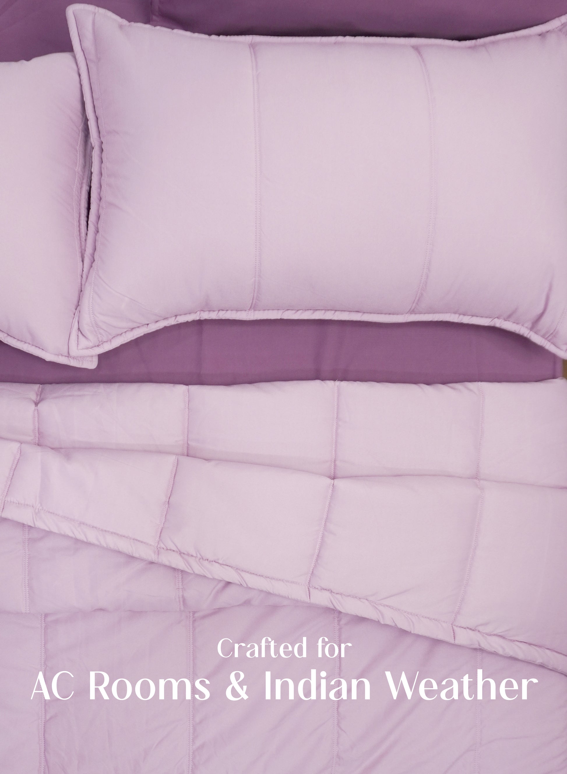 Home Crayons Cocoon AC Comforter Set | 5-Piece Designer Bed Set for Modern Homes | Lilac Daisy
