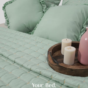 Home Crayons CloudTouch™ Comforter Set | All-Season | 33% Oversized | Includes 2 Pillow Covers & 2 Cushion Covers | Matcha Milk