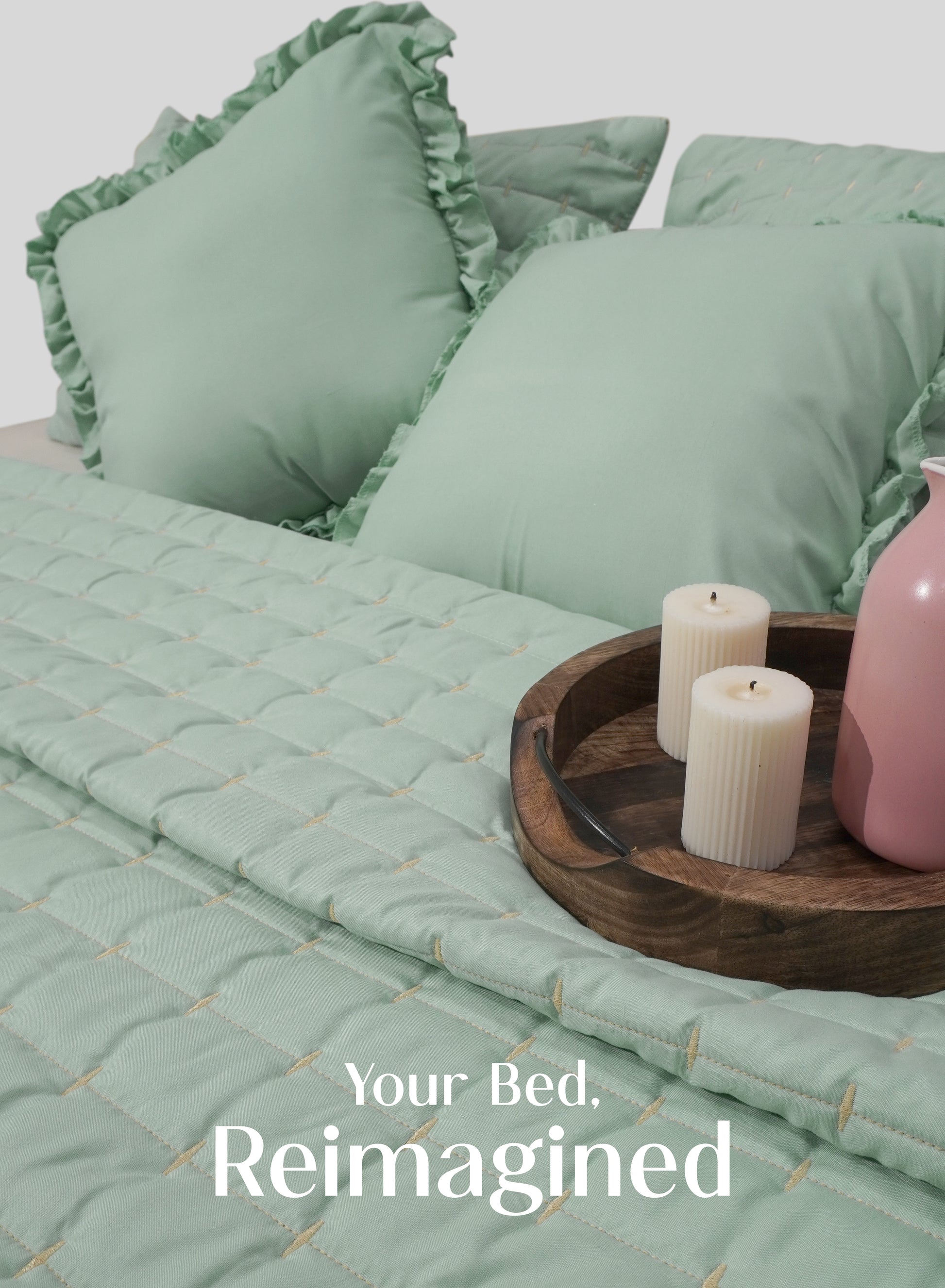 Home Crayons CloudTouch™ Comforter Set | All-Season | 33% Oversized | Includes 2 Pillow Covers & 2 Cushion Covers | Matcha Milk