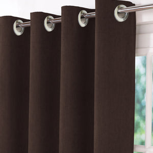 Arezzo Plain Blackout Curtains | Soft Heavy Fabric & Total Light Block | Crater Brown | Set of 2 | Fully Customizable