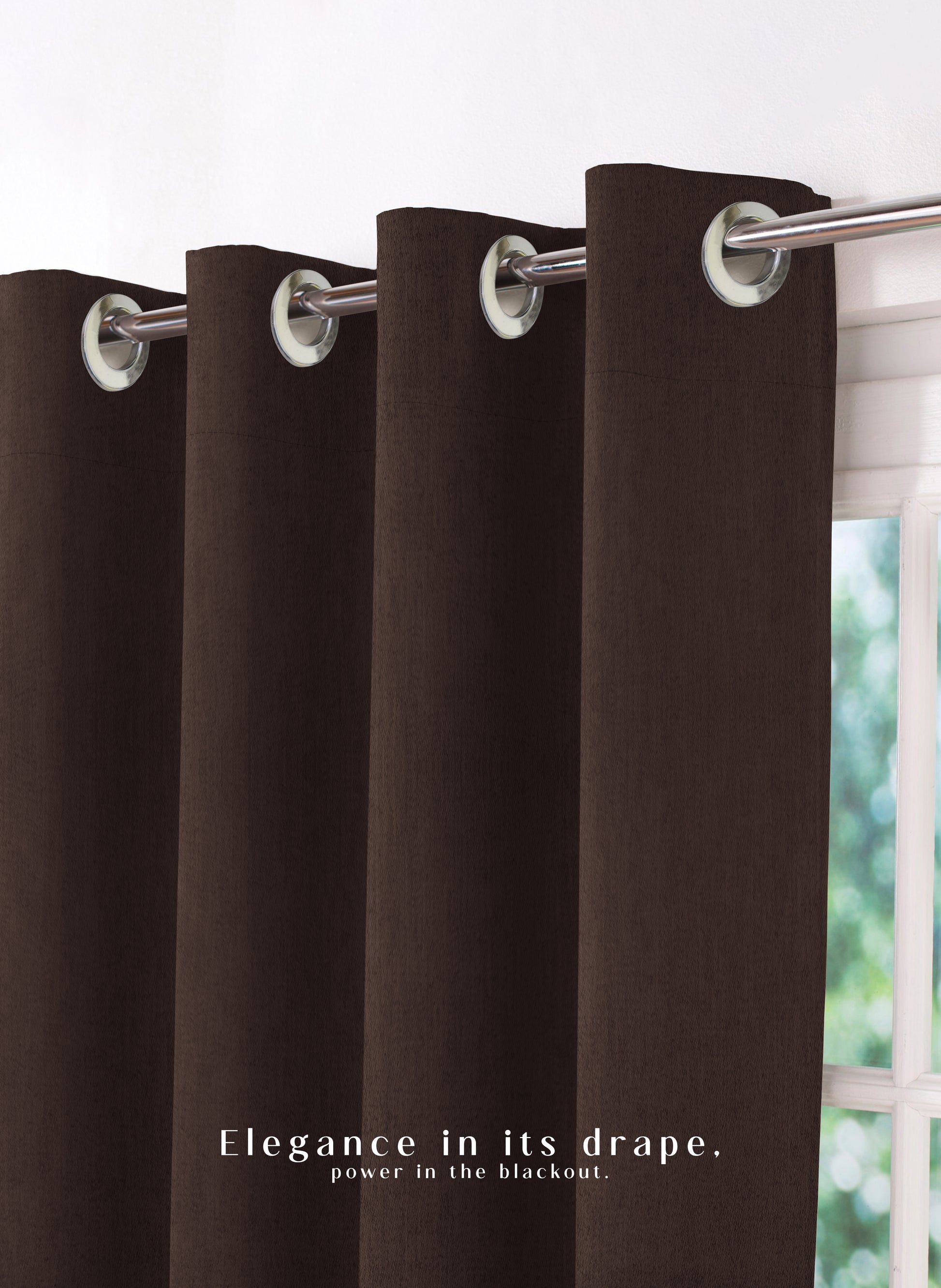 Arezzo Plain Blackout Curtains | Soft Heavy Fabric & Total Light Block | Crater Brown | Set of 2 | Fully Customizable