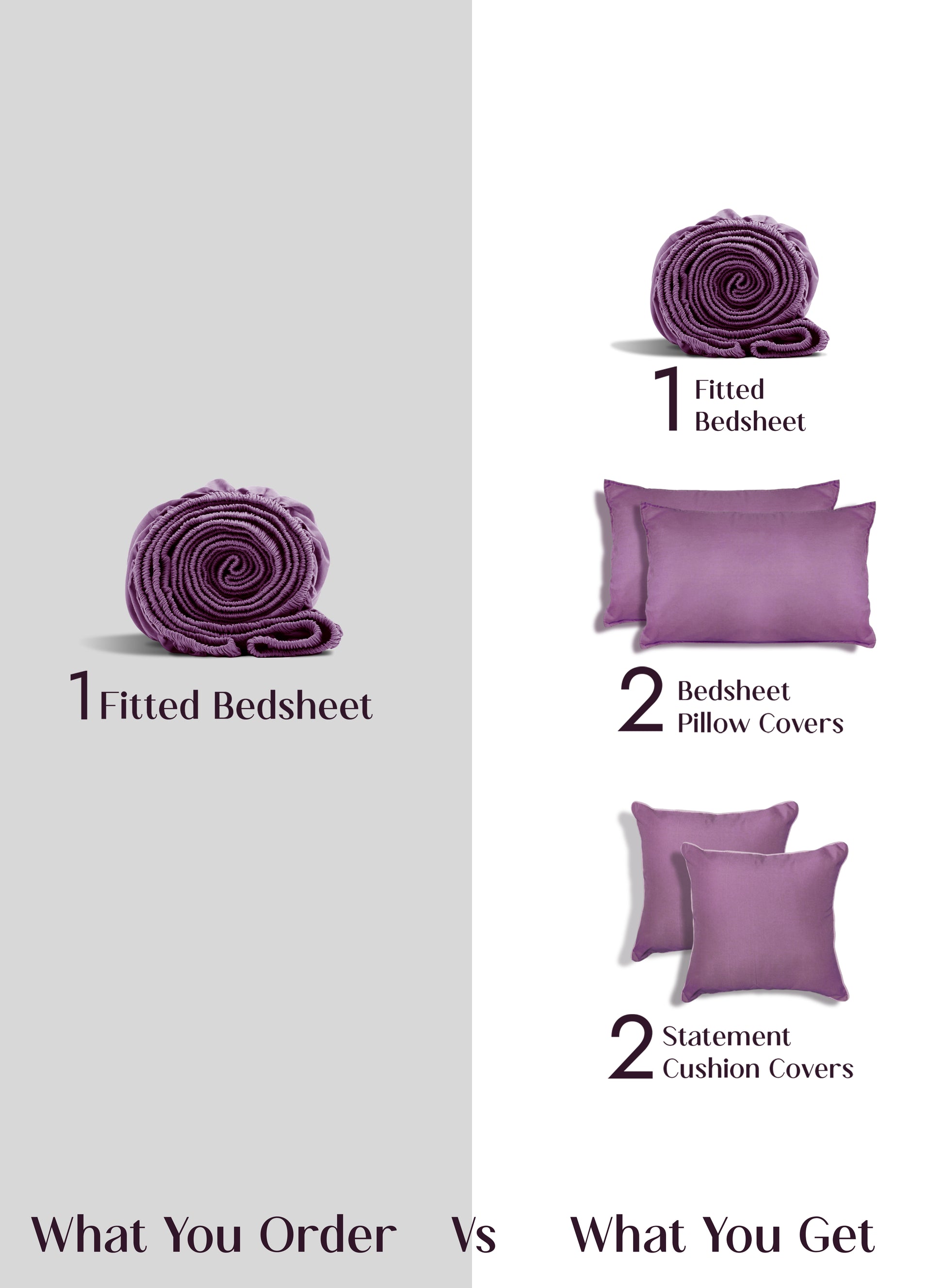 Home Crayons LuxeFit™ Fitted Bedsheet Set | Perfect Fit for Queen & King Mattresses | Matte Plum