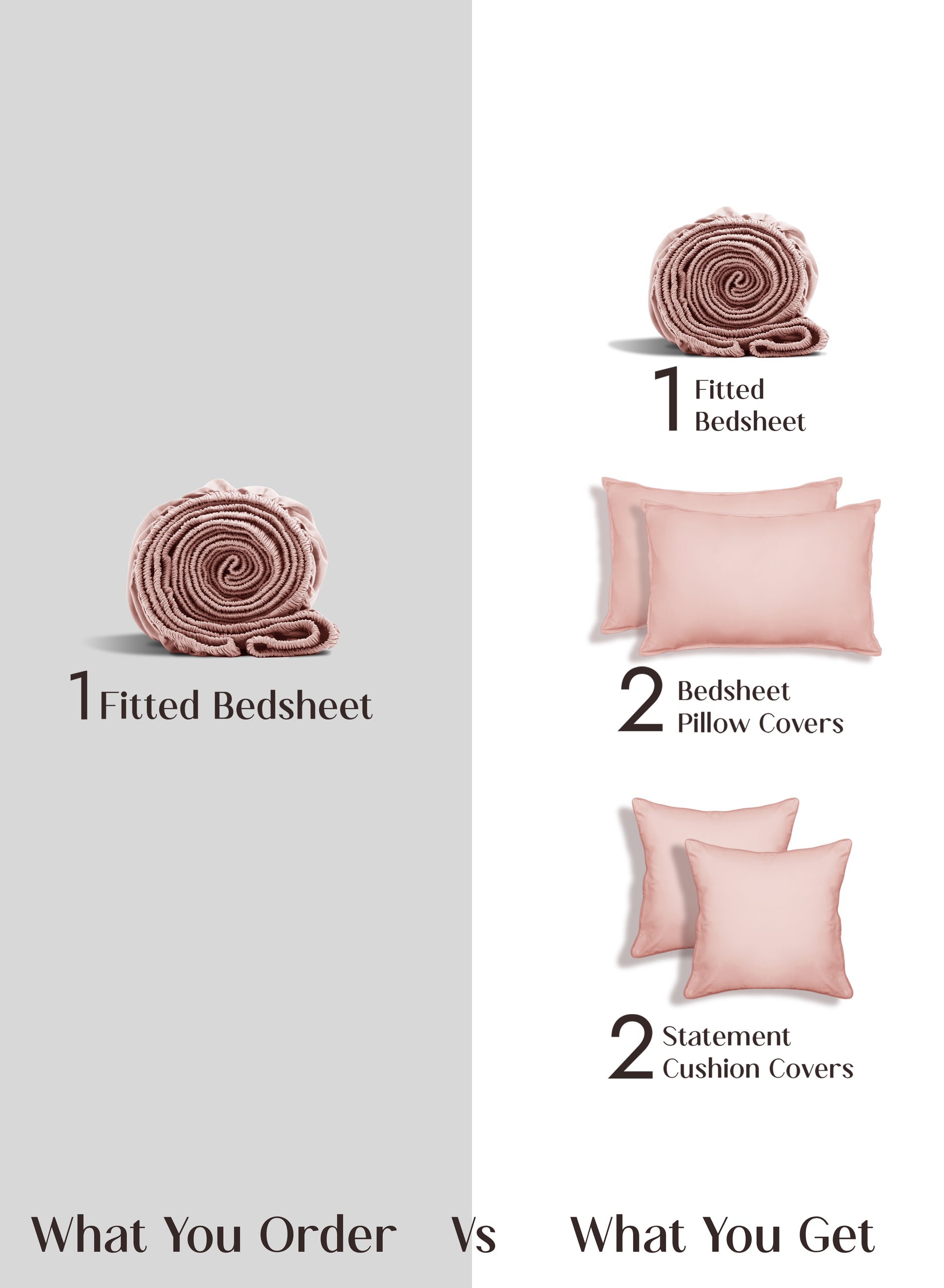 Home Crayons LuxeFit™ Fitted Bedsheet Set | Perfect Fit for Queen & King Mattresses | Pearl Blush