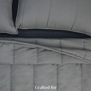 Home Crayons Cocoon AC Comforter Set | 5-Piece Designer Bed Set for Modern Homes | Moonstone Gray