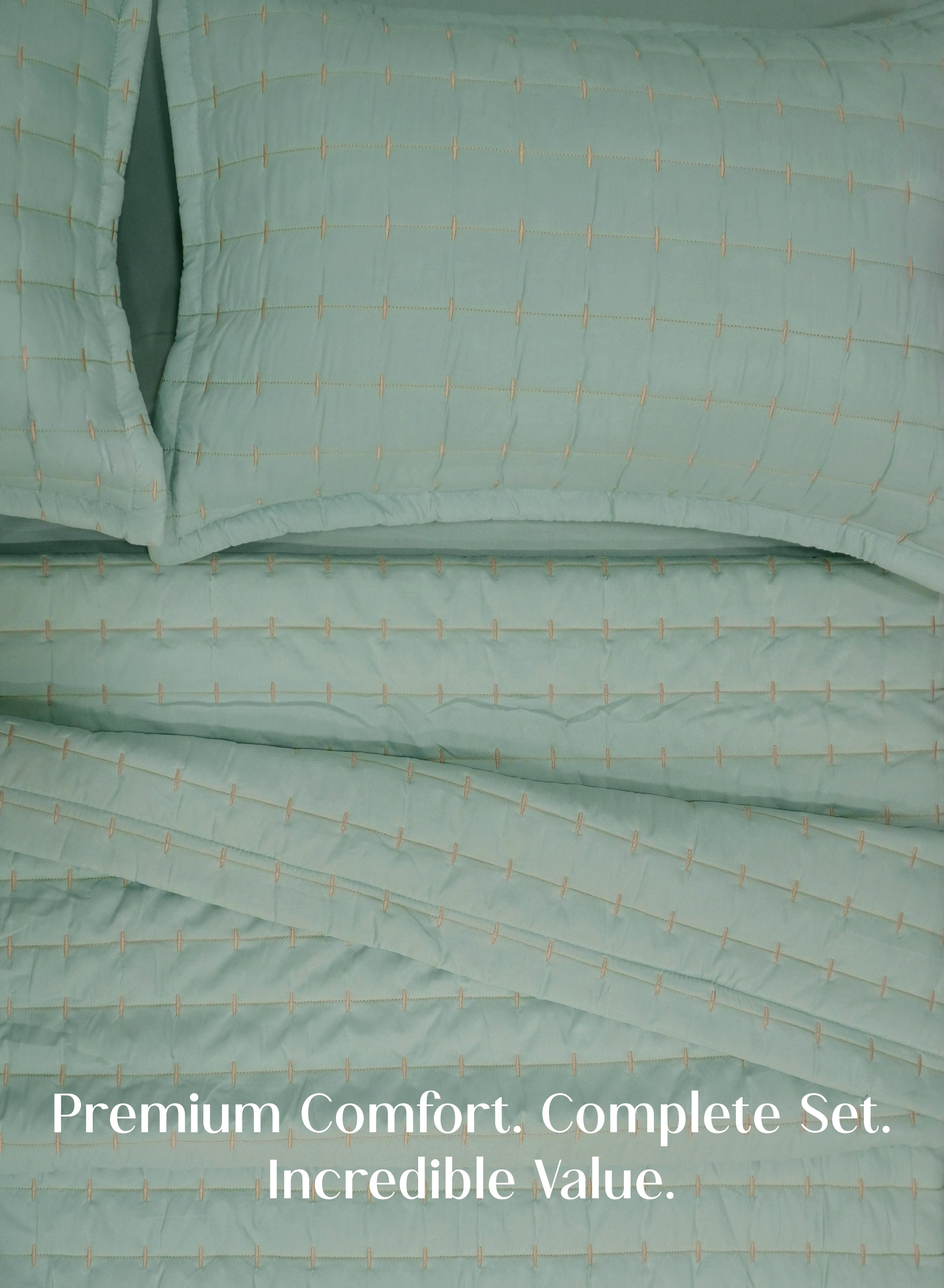 Home Crayons CloudTouch™ 5-Piece AC Comforter Set | 33% Oversized | Includes 2 Pillow & 2 Cushion Covers | Matcha Milk