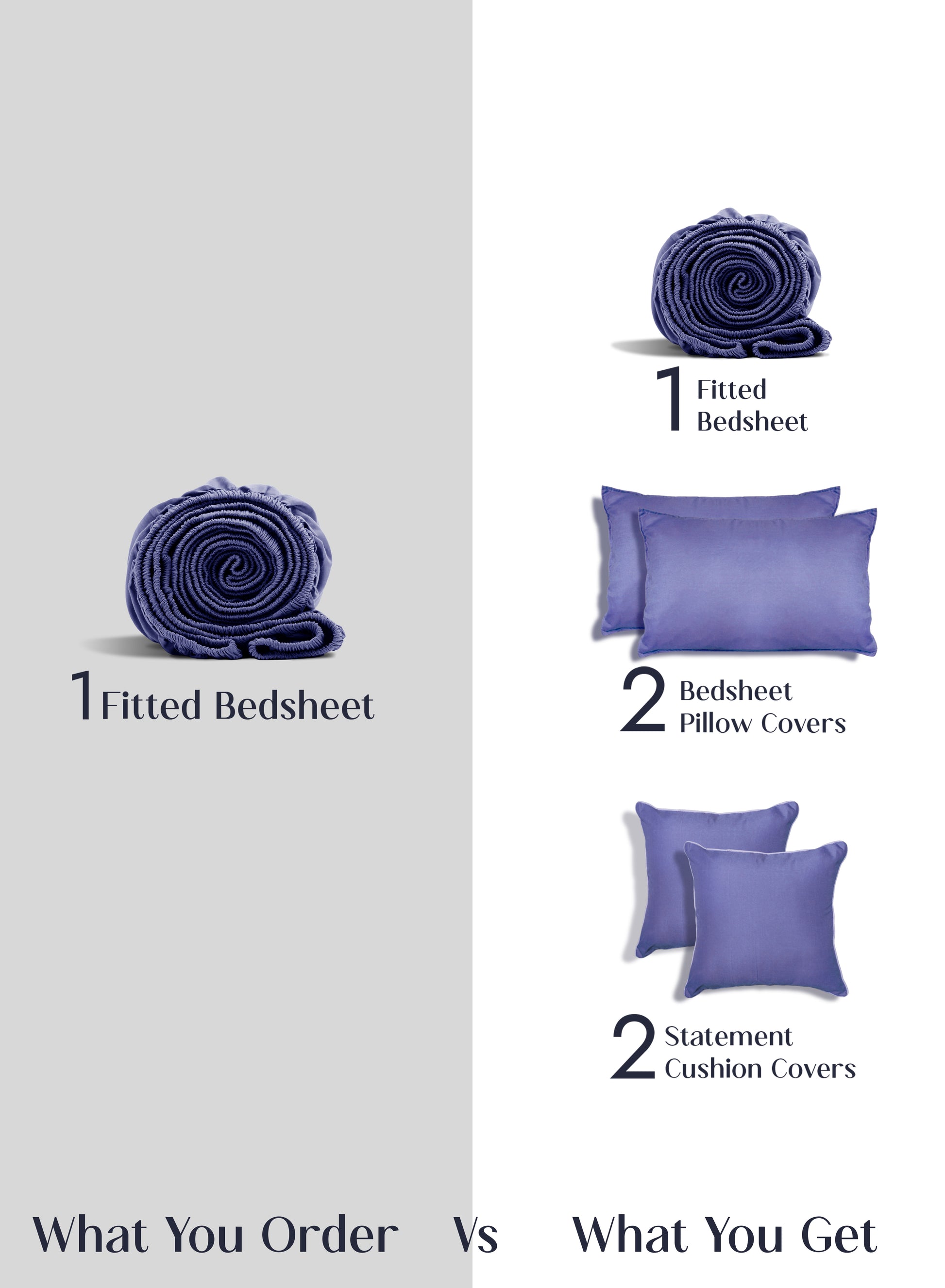 Home Crayons LuxeFit™ Fitted Bedsheet Set | Perfect Fit for Queen & King Mattresses | Persian Indigo