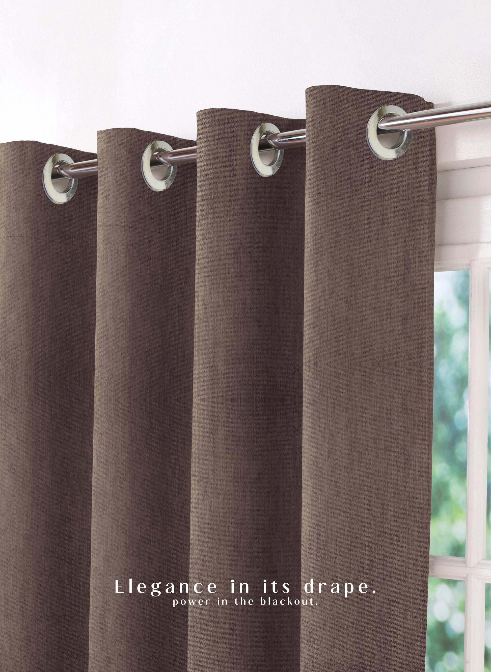 Arezzo Plain Blackout Curtains | Soft Heavy Fabric & Total Light Block | Light Almond | Set of 2 | Fully Customizable