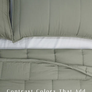 Home Crayons Cocoon 8-Piece AC Bedding Set | Coordinated Comforter, Fitted Sheet & Covers in One Set | Olive Mist