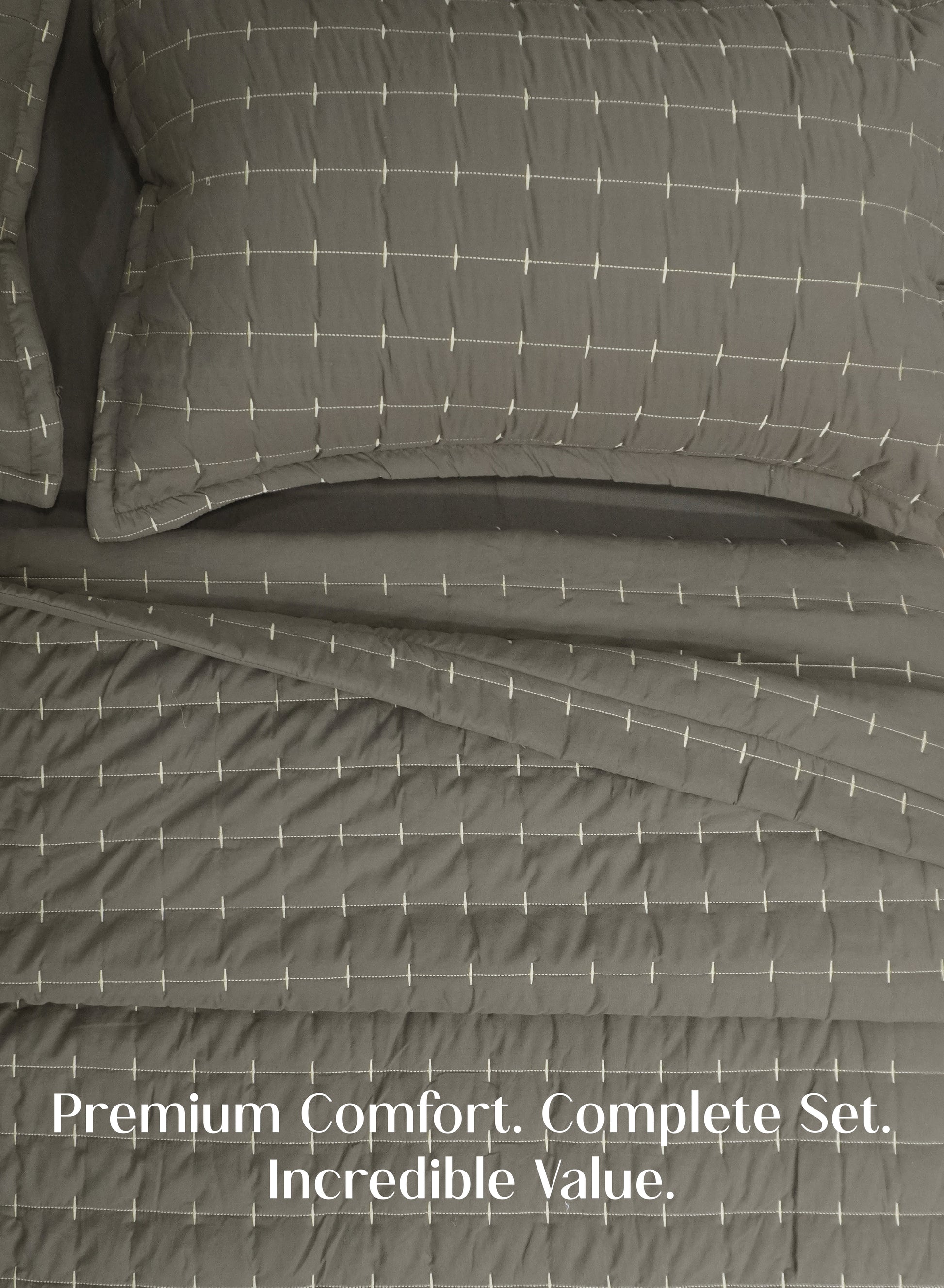 Home Crayons CloudTouch™ 8-Piece AC Bedding Set | Complete Bedroom Upgrade in One Set | Smoked Coffee