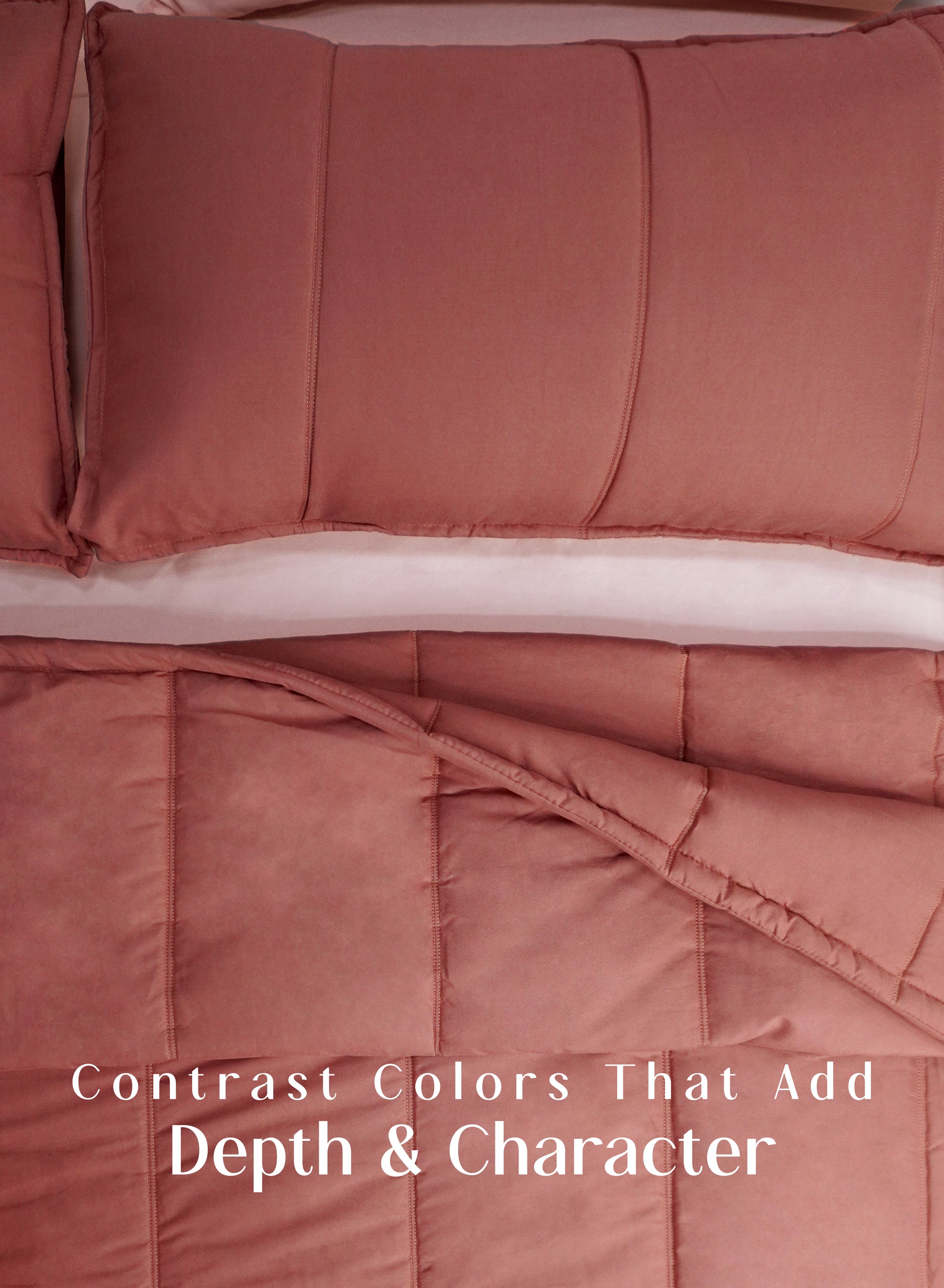 Home Crayons Cocoon 8-Piece AC Bedding Set | Coordinated Comforter, Fitted Sheet & Covers in One Set | Terracotta