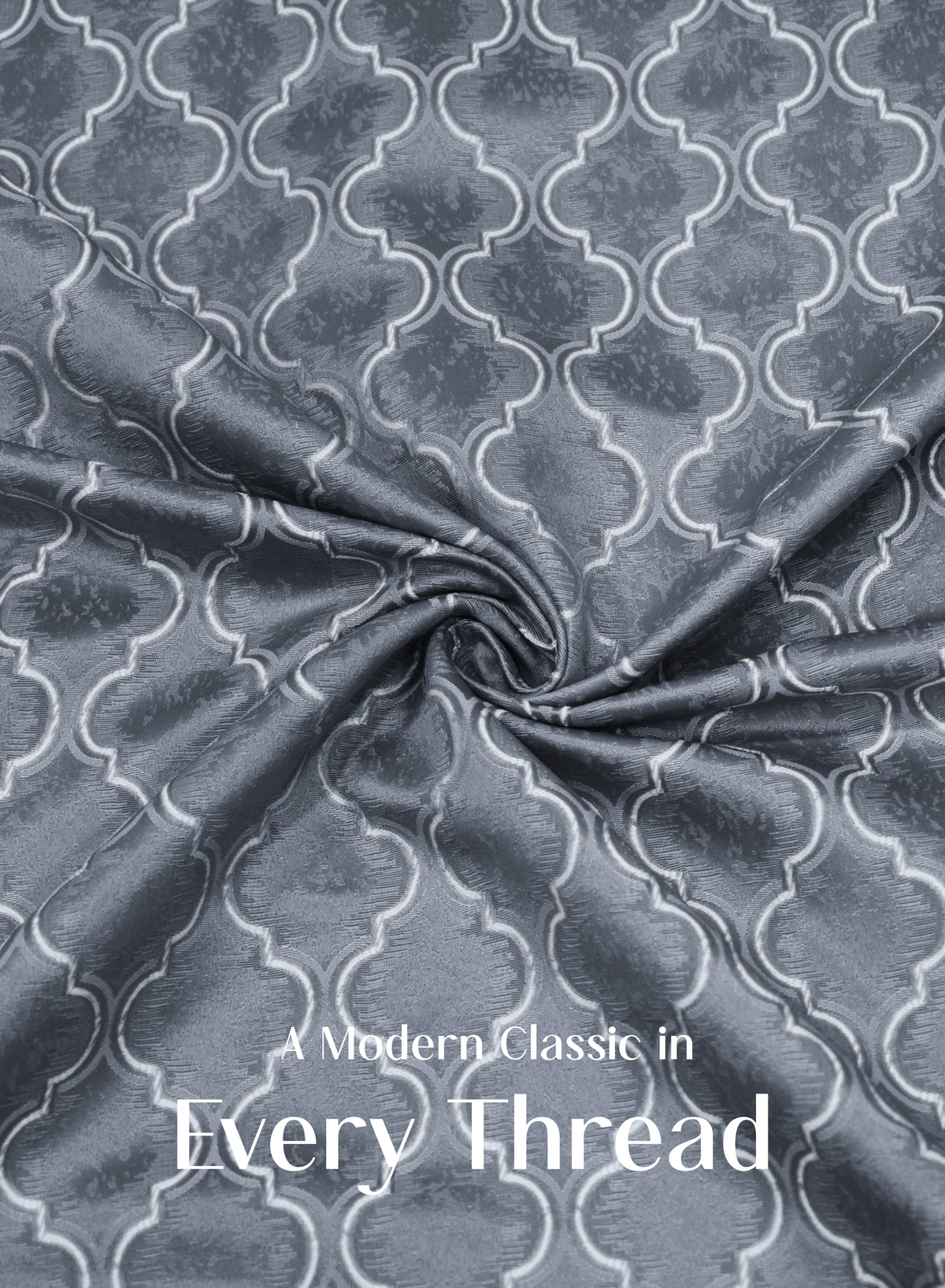 Teramo Jacquard Blackout Curtains | Crest Jacquard Weave & Total Light Block | Abstract Gray | Set of 2 | Fully Customizable