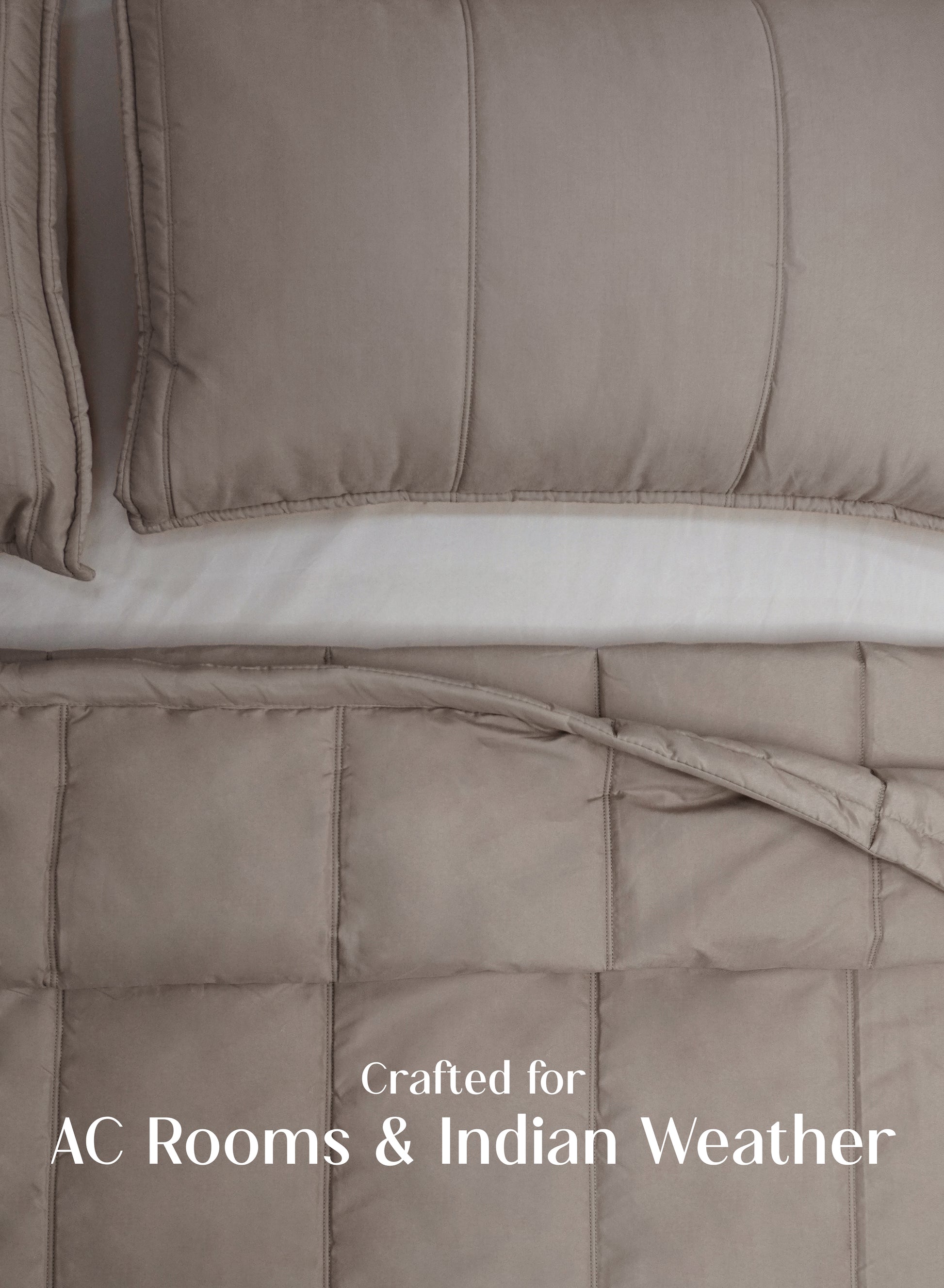 Home Crayons Cocoon AC Comforter Set | 5-Piece Designer Bed Set for Modern Homes | Earthy Beige