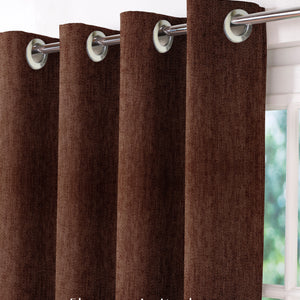 Arezzo Plain Blackout Curtains | Soft Heavy Fabric & Total Light Block | Woody Brown | Set of 2 | Fully Customizable