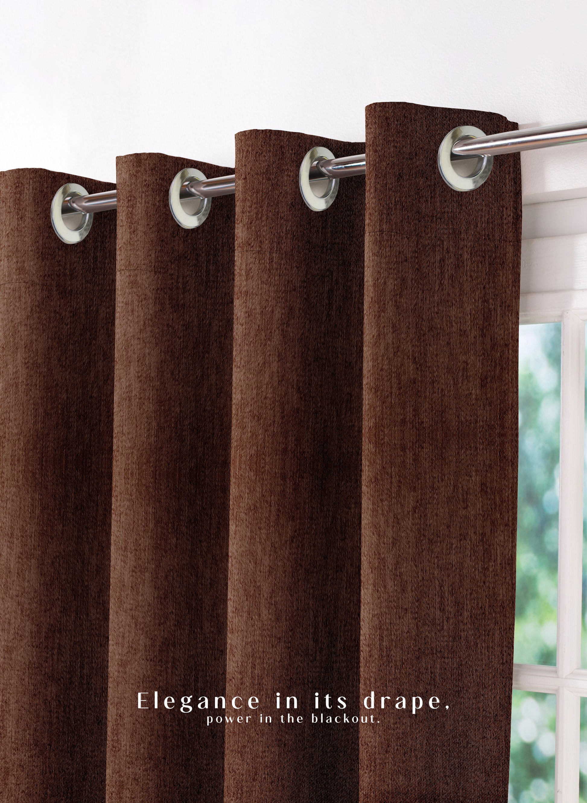 Arezzo Plain Blackout Curtains | Soft Heavy Fabric & Total Light Block | Woody Brown | Set of 2 | Fully Customizable
