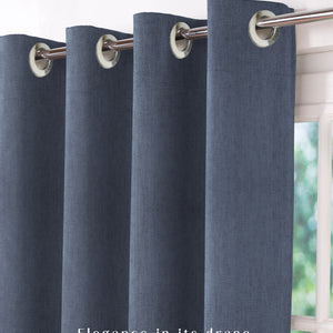 Arezzo Plain Blackout Curtains | Soft Heavy Fabric & Total Light Block | Denim Blue | Set of 2 | Fully Customizable