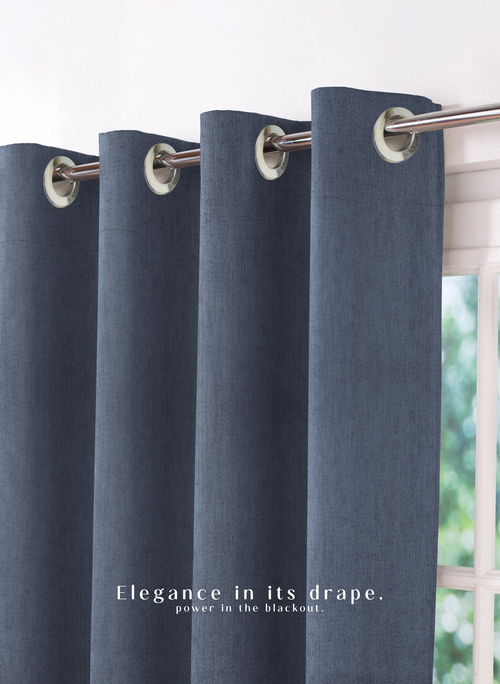 Arezzo Plain Blackout Curtains | Soft Heavy Fabric & Total Light Block | Denim Blue | Set of 2 | Fully Customizable