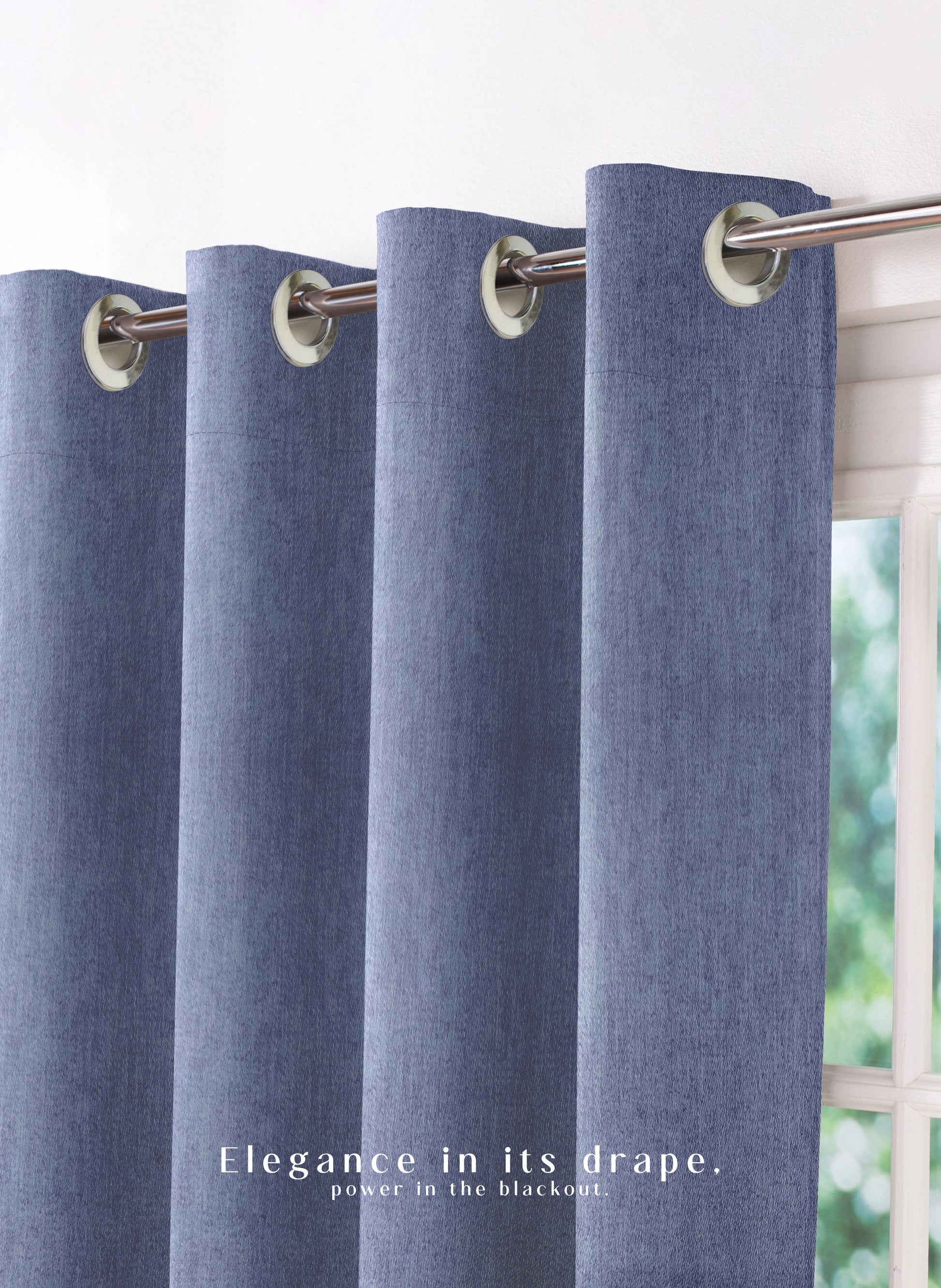 Arezzo Plain Blackout Curtains | Soft Heavy Fabric & Total Light Block | Comet Blue | Set of 2 | Fully Customizable