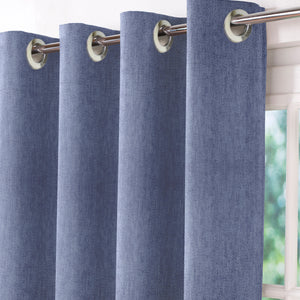 Arezzo Plain Blackout Curtains | Soft Heavy Fabric & Total Light Block | Comet Blue | Set of 2 | Fully Customizable